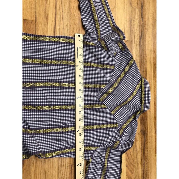 Wrangler Women's Plaid Western Shirt Gold Trim XS Snap Front Long Vintage Sleeve - Picture 8 of 10